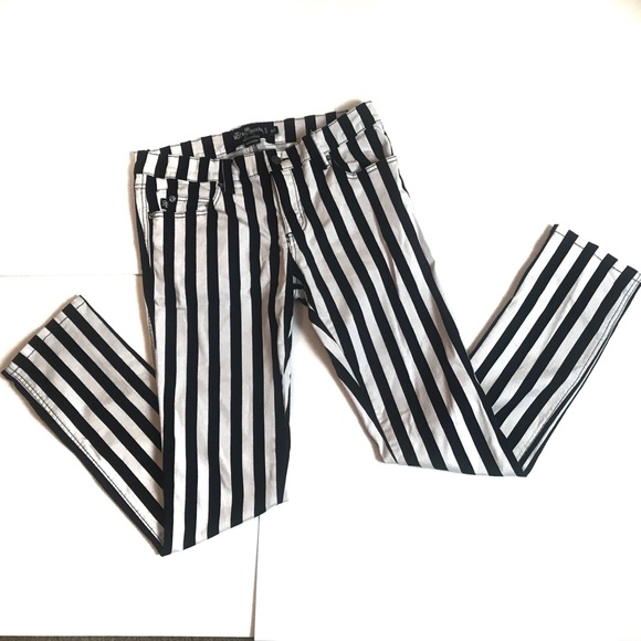 ROYAL BONES STRIPPED DENIM SKINNY JEANS SIZE 32 - Picture 2 of 7